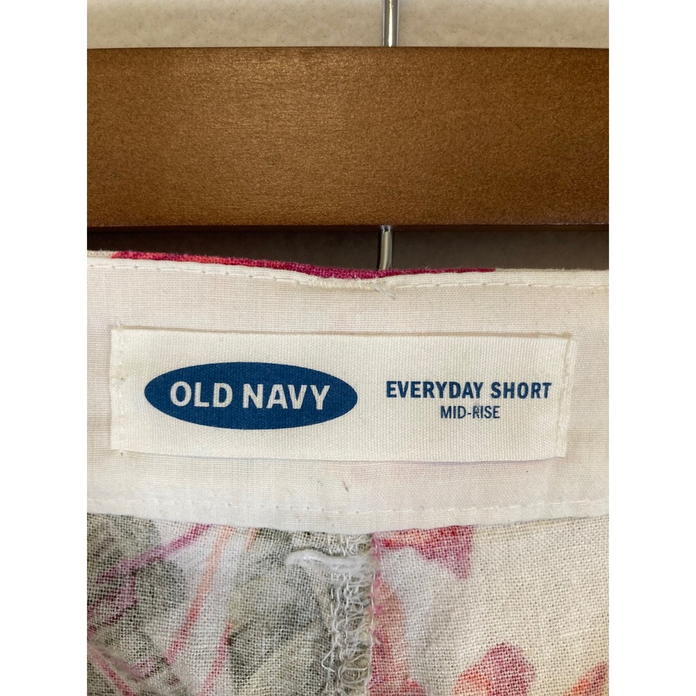 Tropical Floral Old Navy Women 0 White Linen Blend Mid-Rise Everyday Shorts - Picture 3 of 9